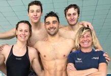 Giacomo Carini in vasca con Federica Pellegrini per preparare gli Europei. L’atleta piacentino punta alla finale
